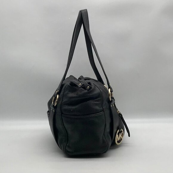 Michael Kors Black Leather Gold Accent Shoulder Bag - Picture 4 of 10